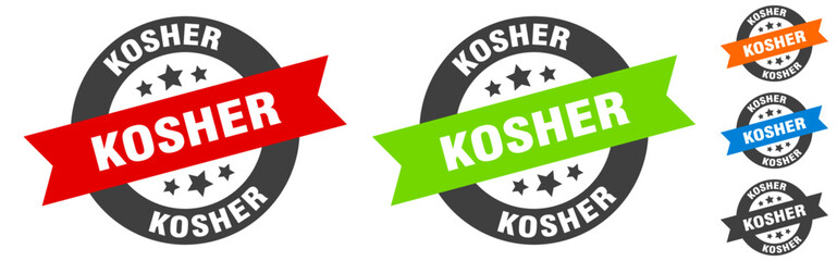 kosher stamp. kosher round ribbon sticker. tag