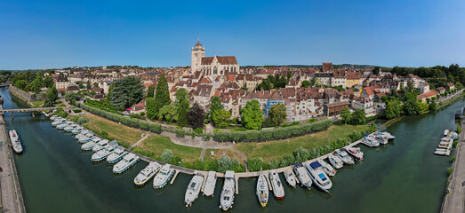 Aerial view of the french city of Dole in the Jura region of France