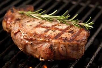 close-up of a juicy lamb chop with grill marks