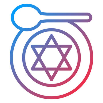 jewish star plate with spoon, gradient clip art preview