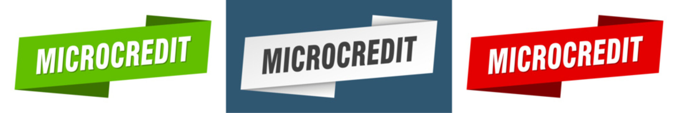 microcredit banner. microcredit ribbon label sign set