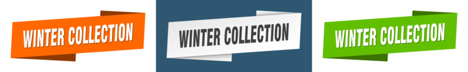 winter collection banner. winter collection ribbon label sign set
