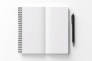 notebook with empty pages and pen isolated on white background