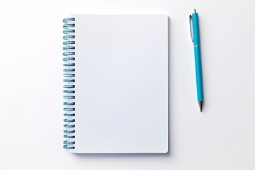 notebook with empty pages and pen isolated on white background - obrazy, fototapety, plakaty