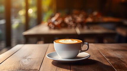 White Cup of Coffee on Wooden Table