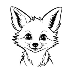 Obraz premium The fox cub is a cute cartoon-style portrait. Vector illustration