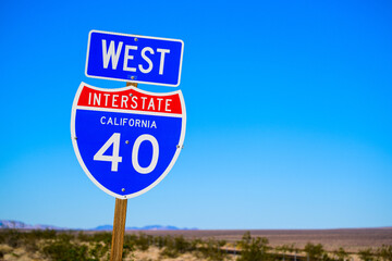 An Interstate 40 sign on the planes of the Texas panhandle
