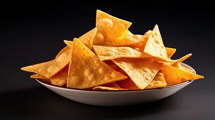 tortilla chips isolated on a black background