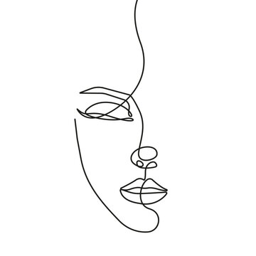 recommend clip art: Continuous Line Drawing of Woman Face, Fashion Minimalist Concept, Woman Beauty Drawing, Vector Illustration. Good for Prints, T-shirt, Banners, Slogan Design Modern Graphics Style 