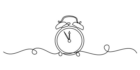 alarm clock line art style illustration vector