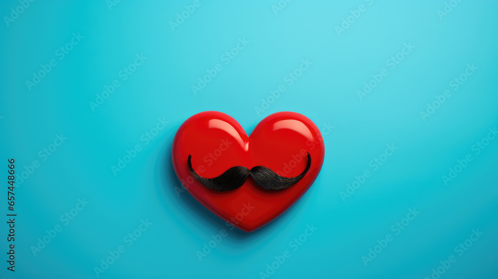 Aufkleber red heart with mustache on it. perfect for expressing love and affection in fun and unique way. can 