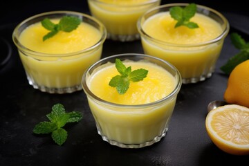 Obraz na płótnie Canvas lemon pudding garnished with lemon zest