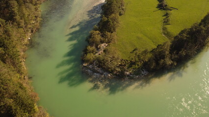 Rivers U turn on autumn day