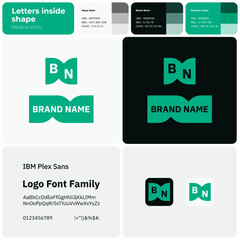 2D medical clinic logo with brand name. Brand name icon. Design element. Visual identity. Template with IBM plex sans font. Suitable for healthcare, medical facility and hospital.