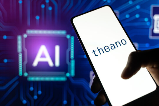 West Bangal, India - july 5, 2023 : Theano ai logo on phone screen stock image.