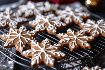 Obraz na płótnie Canvas traditional gingerbread cookies on bakers rack