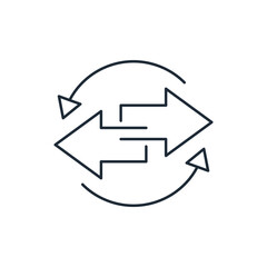 Rearrangement. Restructuring. Correction of actions.Vector linear icon isolated on white background.