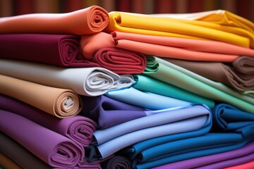a pile of assorted colorful yoga mats