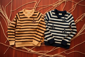 matching nautical sweaters laid out