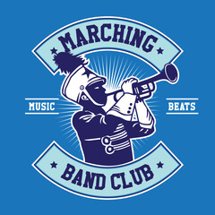 Hand Drawn Vector Illustration Marching Band Club Patch Emblem Badge Design Style