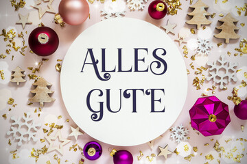 Fototapeta na wymiar Purple And Festive Christmas Background With German Text Alles Gute
