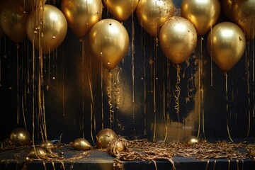gold balloons with digits for coming year