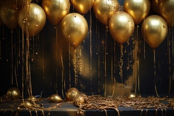gold balloons with digits for coming year