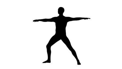 Fototapeta na wymiar Silhouette of a beautiful young athletic man doing gymnastics, transparent background. 3d illustration (rendering).