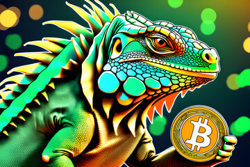 Iguana holding Bitcoin.
Generative AI