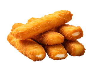 Fried Mozzarella Sticks Isolated on White