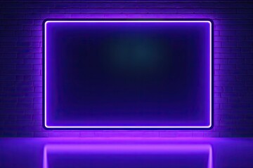 Fototapeta premium Futuristic neon frame lights. Journey through dark. Glowing pathways. Light design in empty room. Electric dreams. Bright abstract design