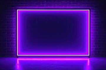 Futuristic neon frame lights. Journey through dark. Glowing pathways. Light design in empty room. Electric dreams. Bright abstract design