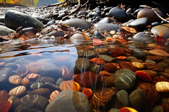 wet pebbles in a clear running stream