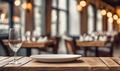 Empty plate in restaurant, versatile product mockup