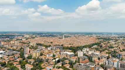 Modena, Italy. General panorama of the city. Historical Center. Summer, Aerial View