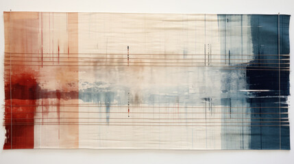 Fototapeta premium Abstract grunge background with burgundy, beige and blue stripes