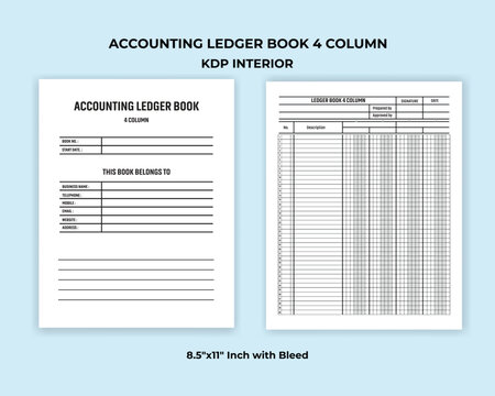 Accounting Ledger Book 4 Column KDP Interior