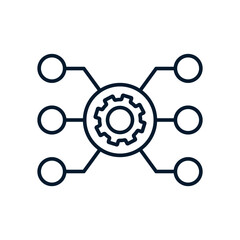 Obraz premium Concept of operation, supply, optimization. Vector linear icon isolated on white background.