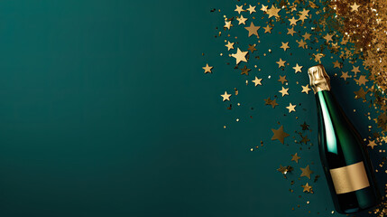 sparkling wine bottle with confetti around 