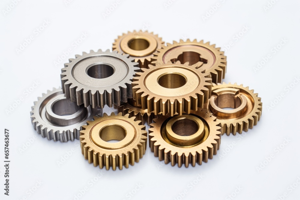 Poster joined metallic gears on a light background