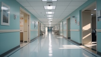 Naklejka na ściany i meble Hospital corridor, empty.