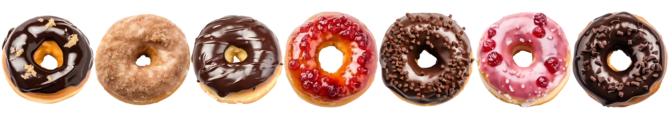 Foto op Plexiglas Donuts set with colorful sprinkles isolated on transparent © kilimanjaro 