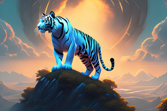 tiger looking down from the hill
Generative AI