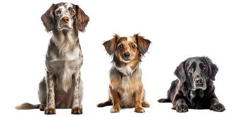 different breeds dogs collection isolated on transparent