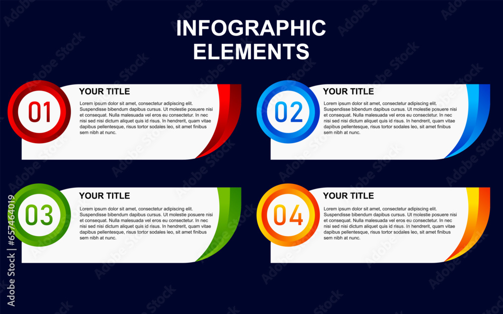 Poster infographic element design with 4 colorful steps for presentation and business. infographic planning