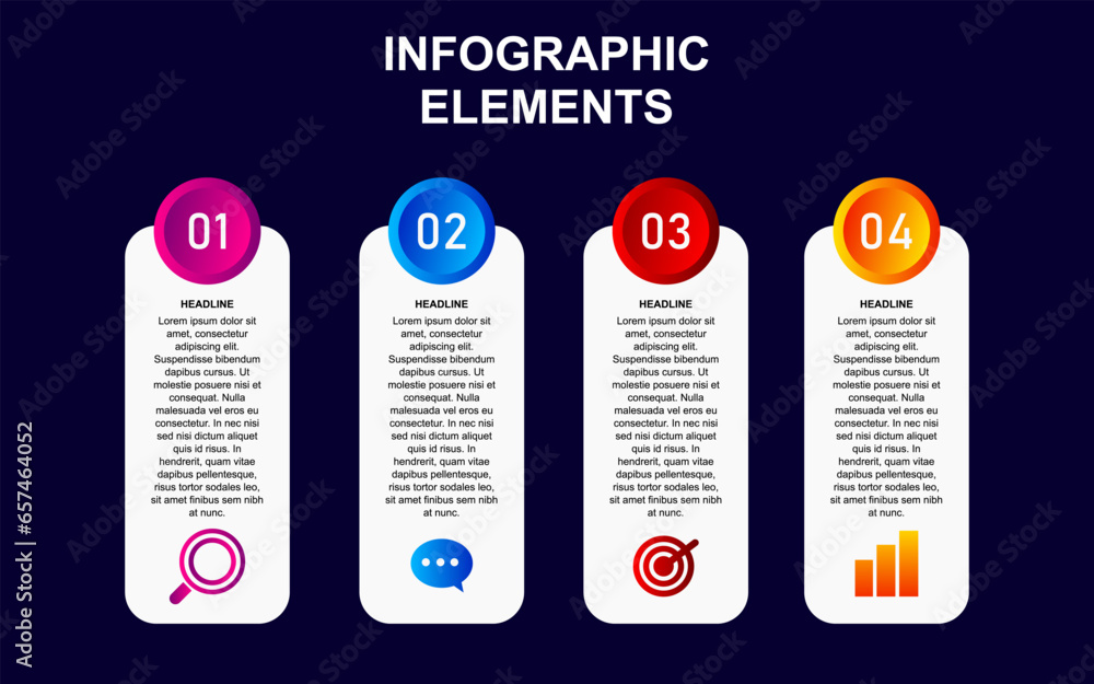 Poster infographic element design with 4 colorful steps for presentation and business. infographic planning