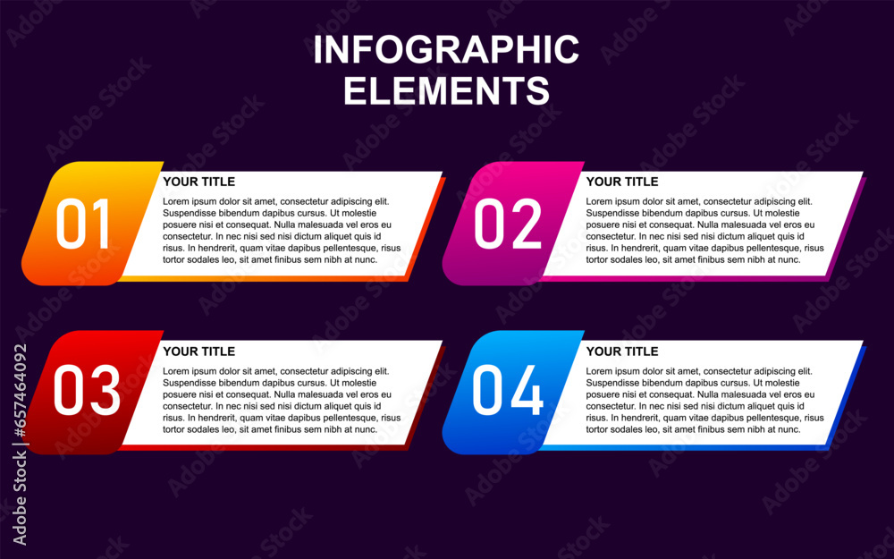 Poster infographic element design with 4 colorful steps for presentation and business. infographic planning