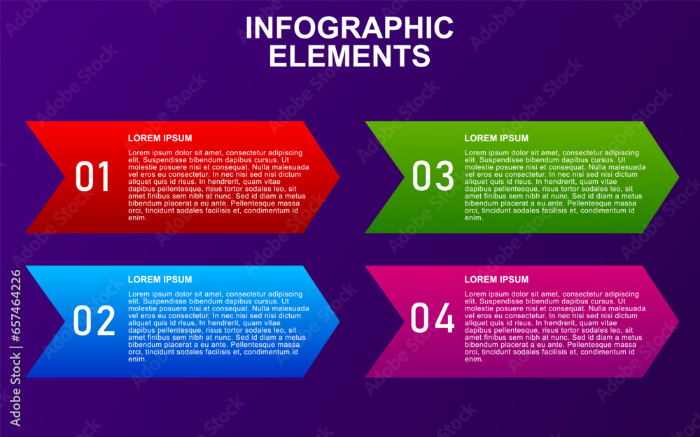 Poster infographic element design with 4 colorful steps for presentation and business. infographic planning