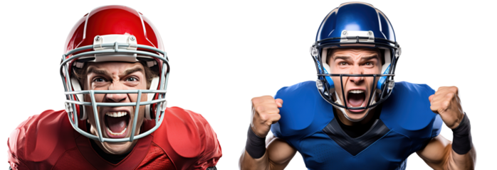 emotional, happy, excited, cheering football player celebrating victory. on transparent background