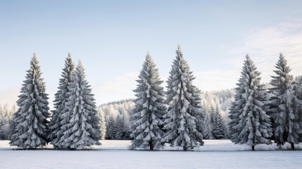 Fototapeta premium snow covered pine trees background 